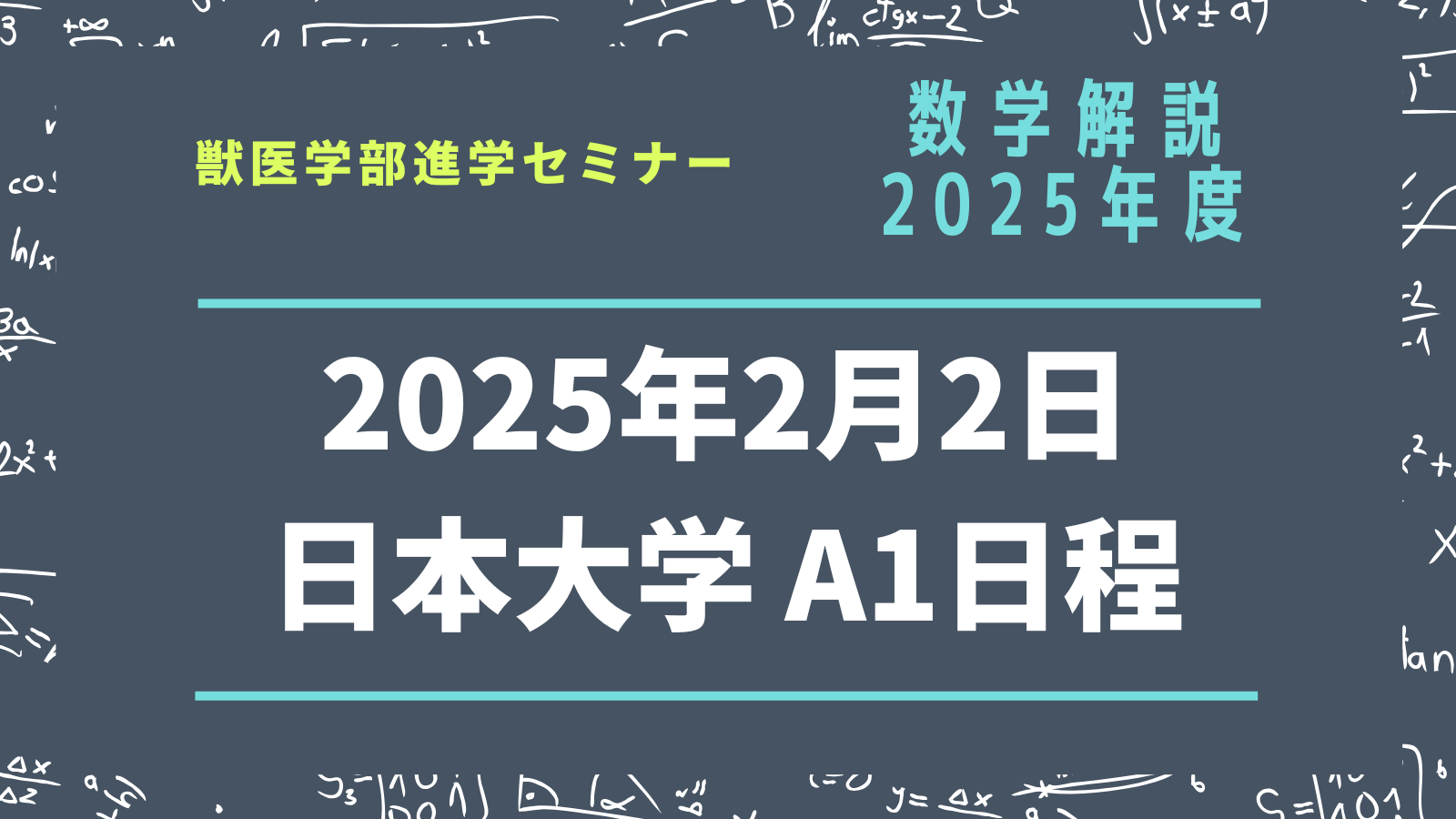 数学解説】2025年度・日本大学・獣医学科・A1日程（2025年2月2日実施